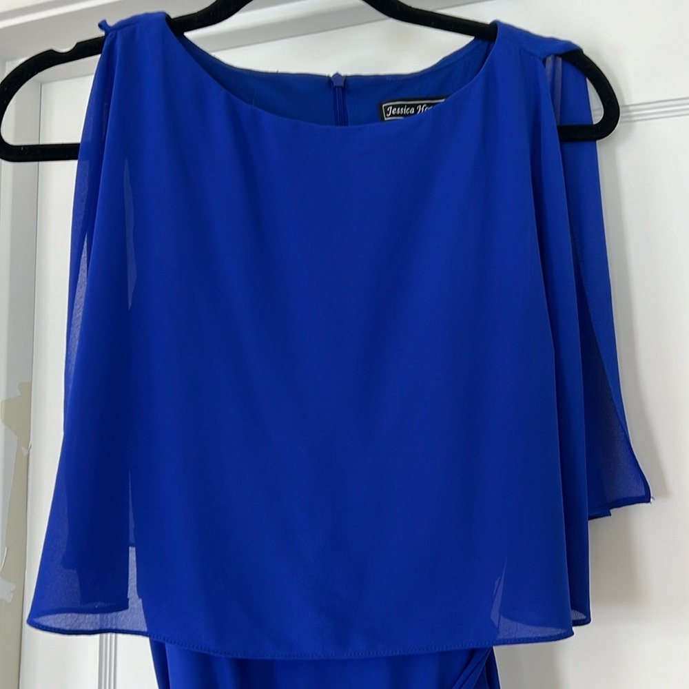 High low dress in sapphire blue color